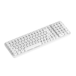 North Full Size Round Pop Key Wireless Keyboard White Typewriter Style Retro